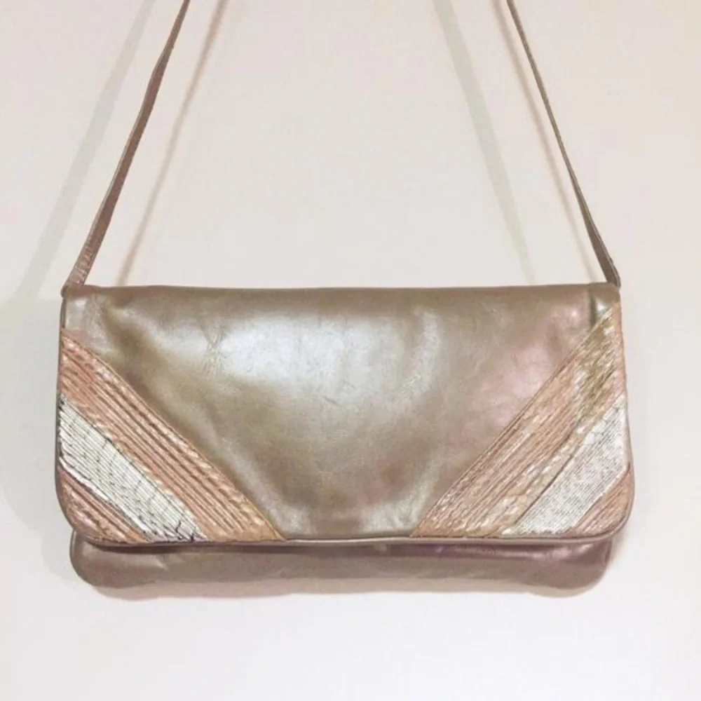 Timmy Woods Beverly Hills leather snakeskin evening flap bag